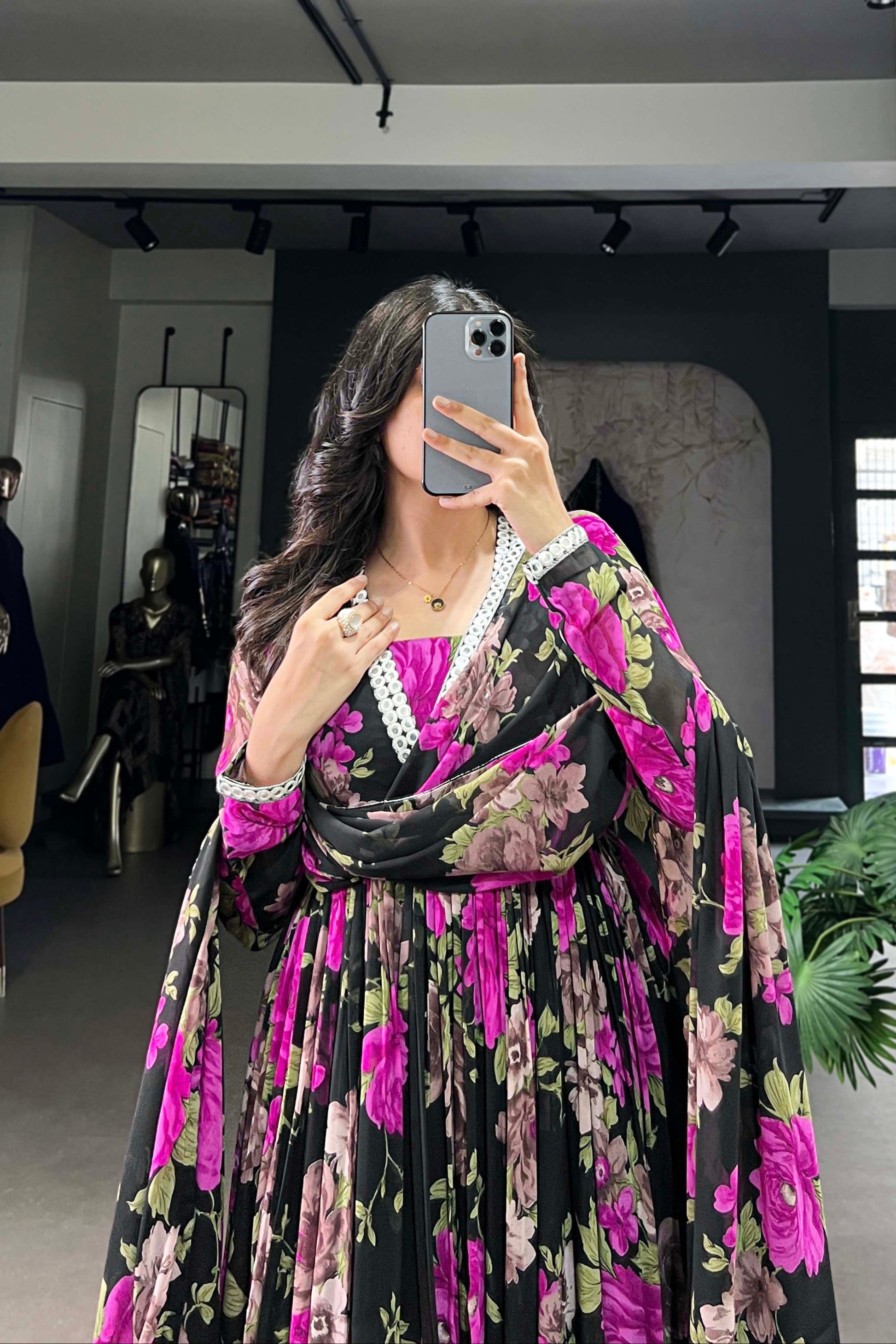 Wedding Designer Purple Anarkali Party Wear Traditional Gown With Dupatta Suit