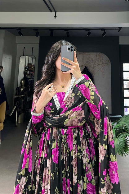 Wedding Designer Purple Anarkali Party Wear Traditional Gown With Dupatta Suit
