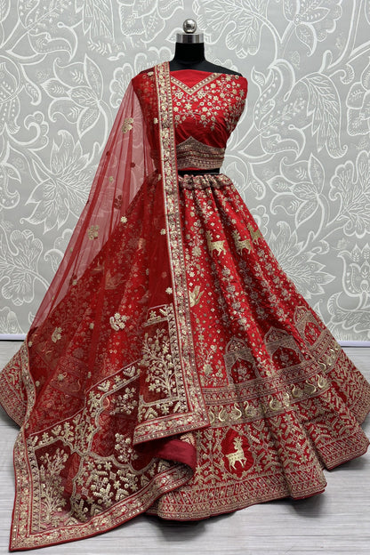 red lehenga,plus size available,Comfort Fit,Premium Fabric,Express Delivery.