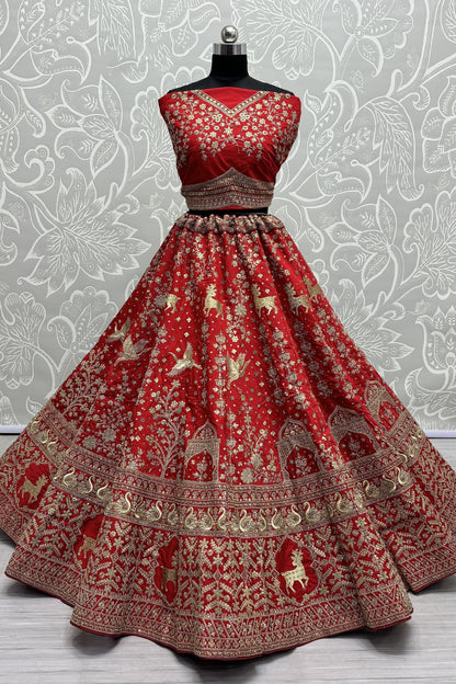 red lehenga,plus size available,Comfort Fit,Premium Fabric,Express Delivery.