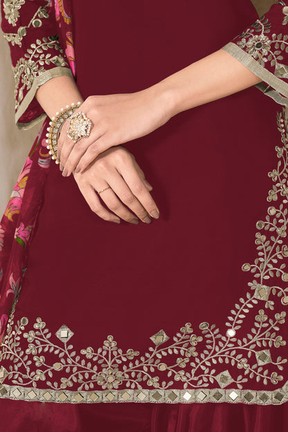 silk and santoon patiala suits close view