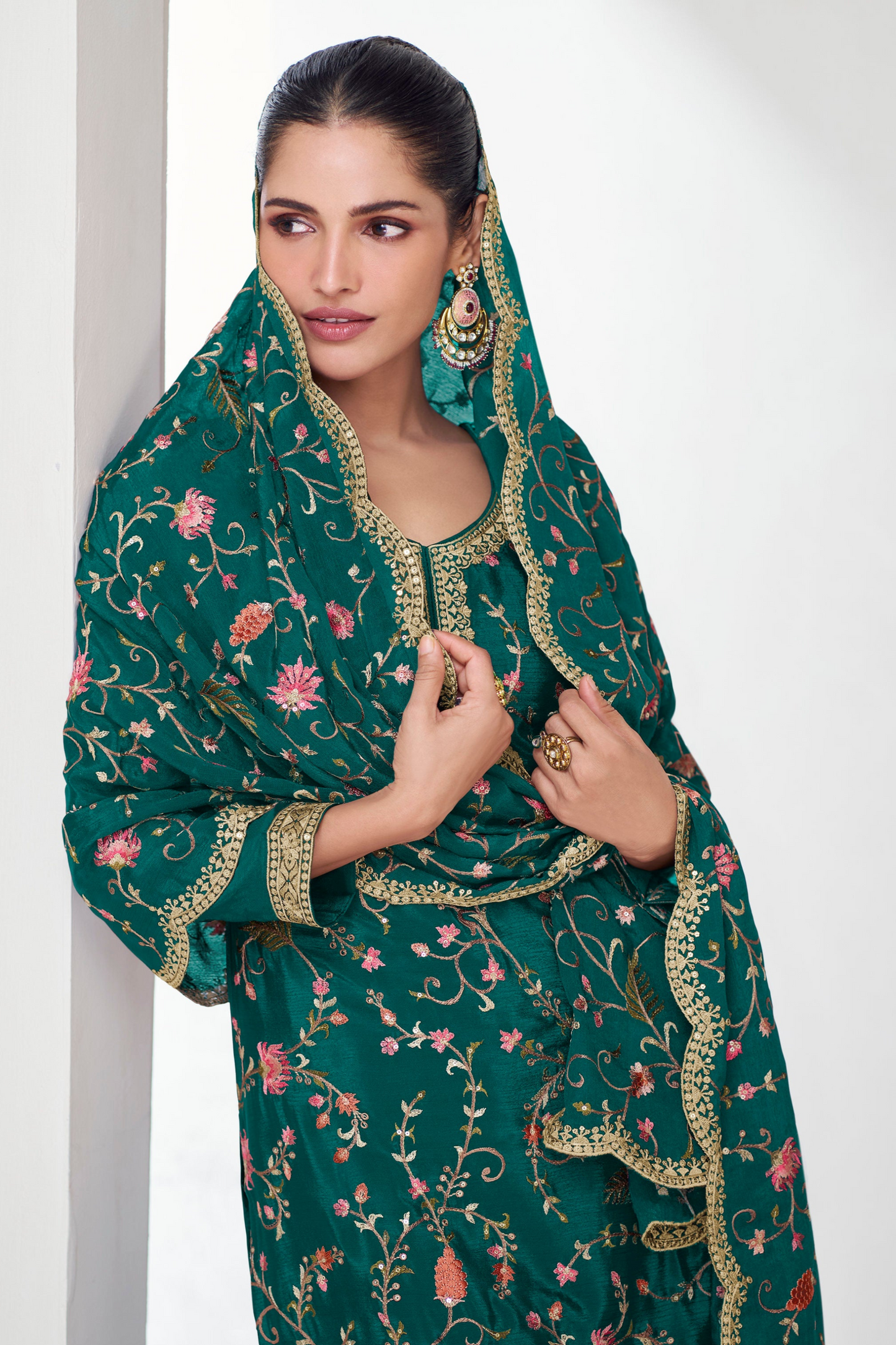 Women's Stitched Designer Ready To Wear Heavy Embroidered Palazzo Suit 