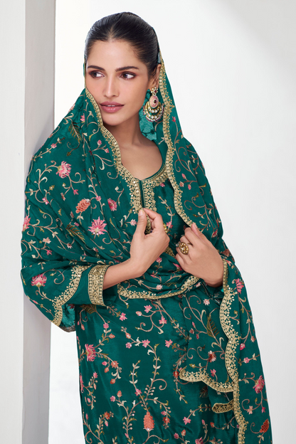 Women's Stitched Designer Ready To Wear Heavy Embroidered Palazzo Suit 