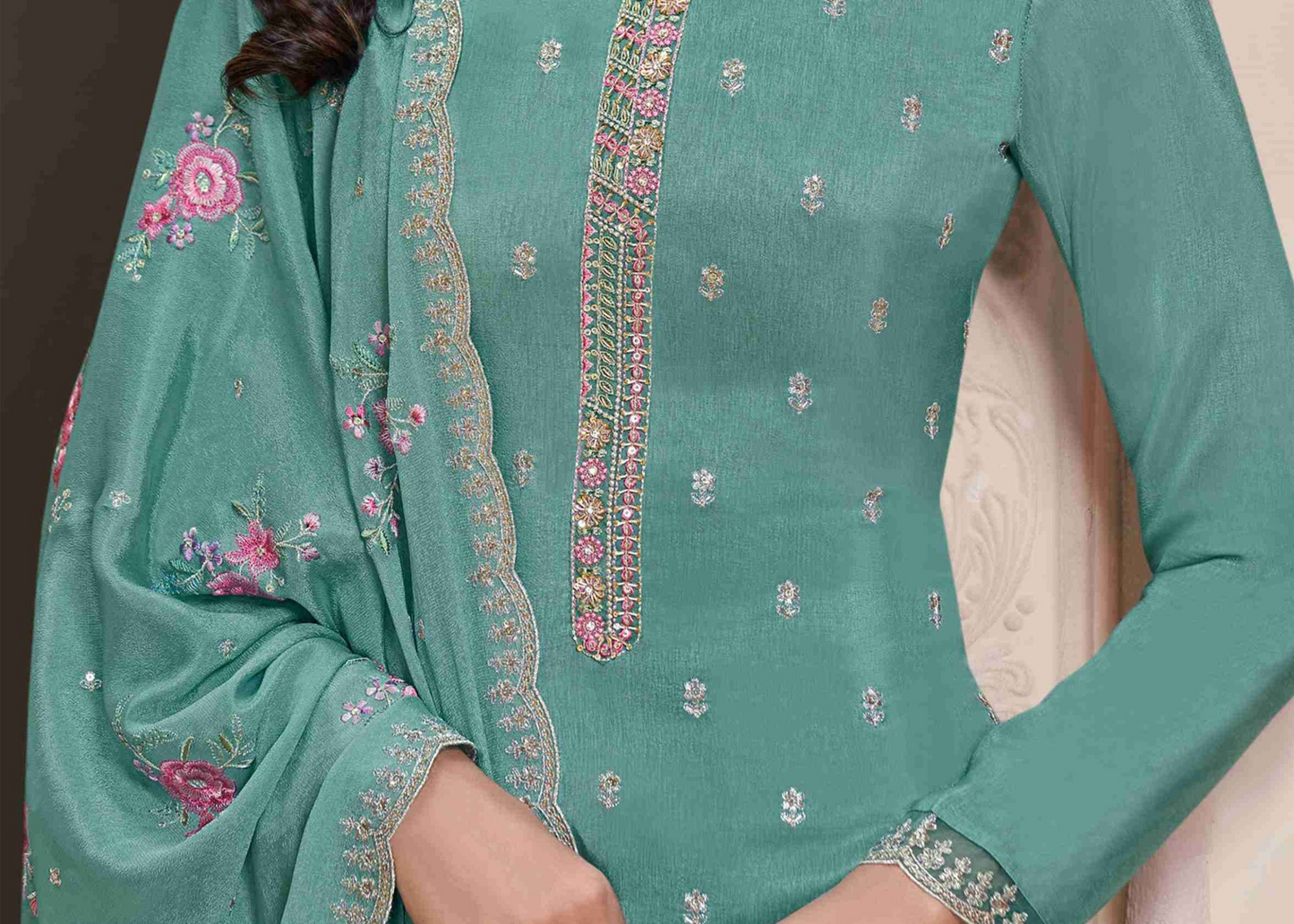 salwar kameez ladies outfit with georgette dupatta spread