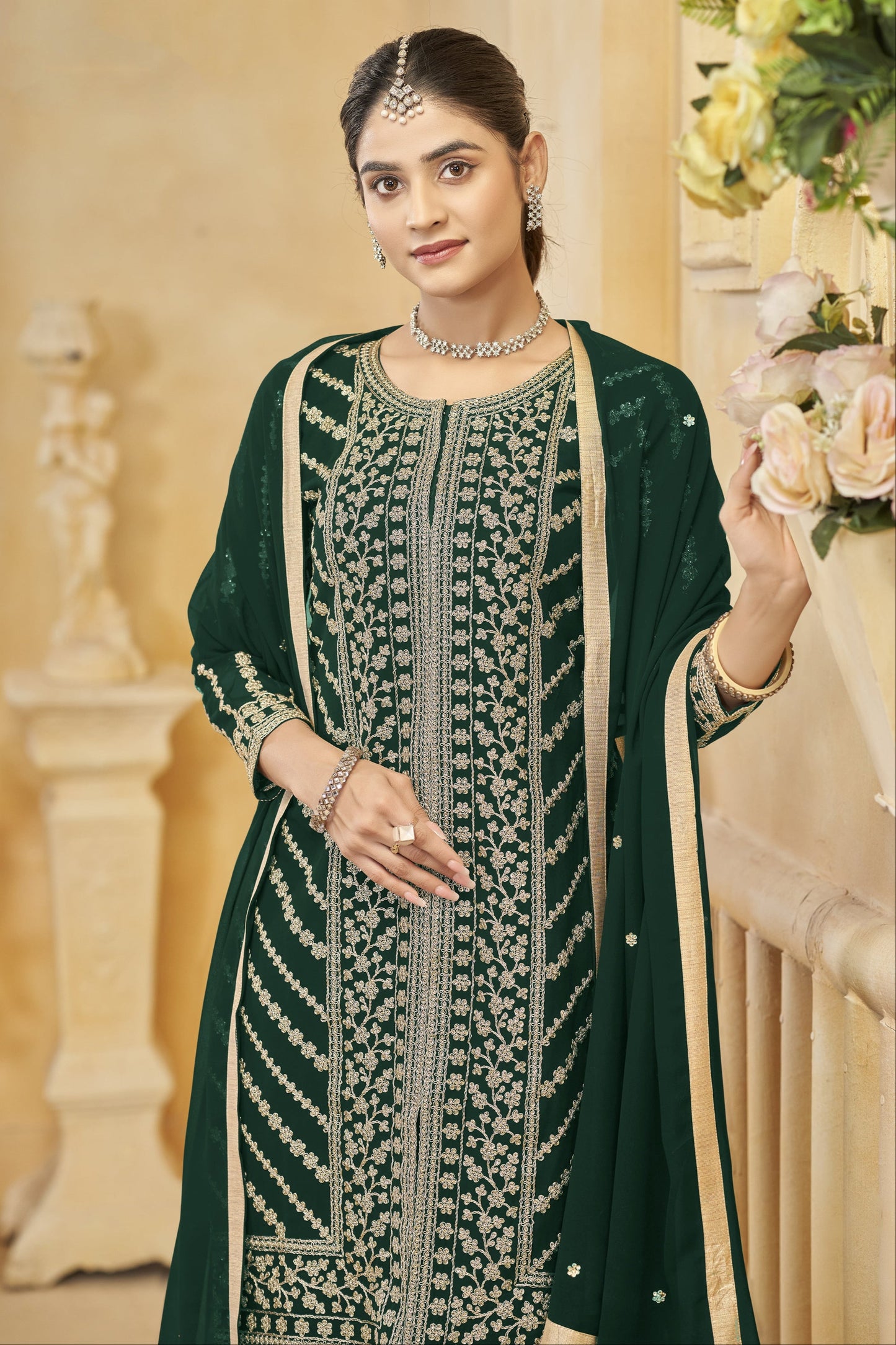 Embrace the freshness of green salwar kameez, symbolizing new beginnings and timeless grace. 