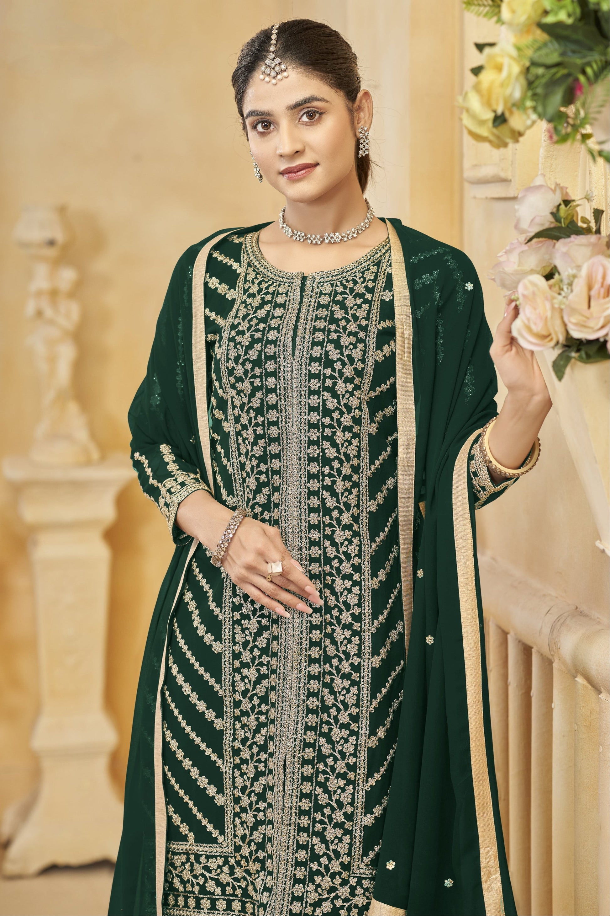 Embrace the freshness of green salwar kameez, symbolizing new beginnings and timeless grace. 