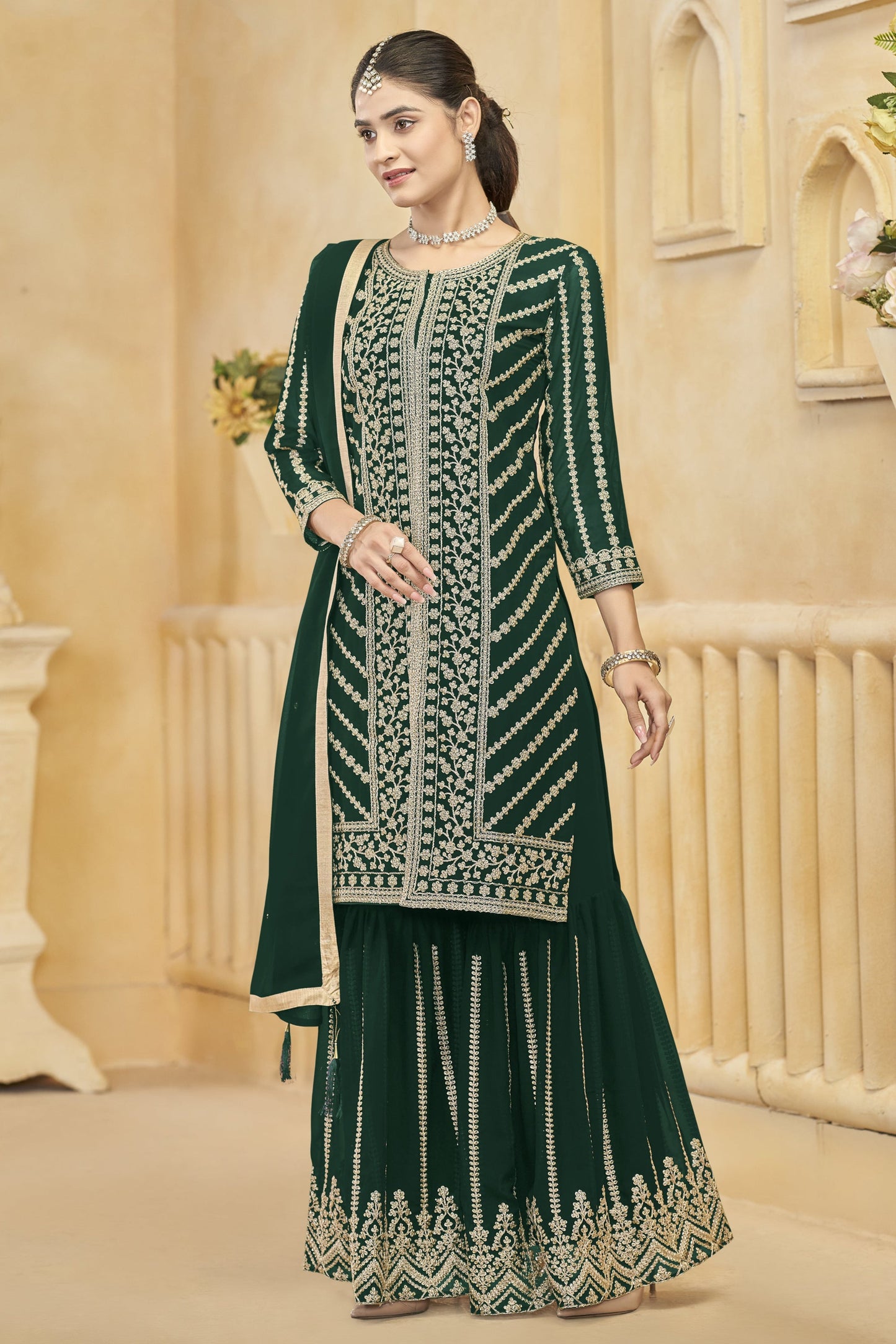 Embrace the freshness of green salwar kameez, symbolizing new beginnings and timeless grace. 