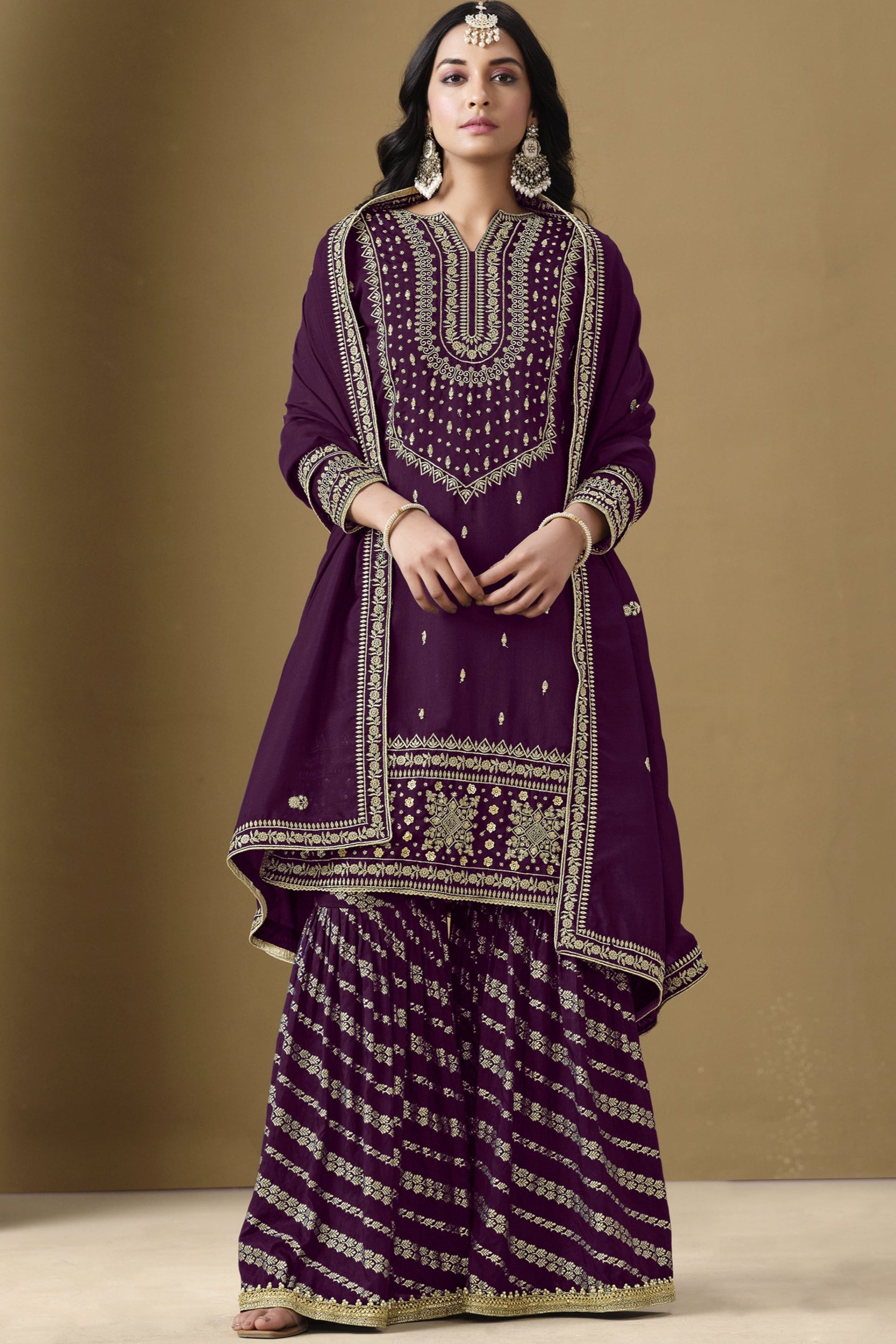Purple salwar kameez looks royal and elegant. From light to dark purple. 
