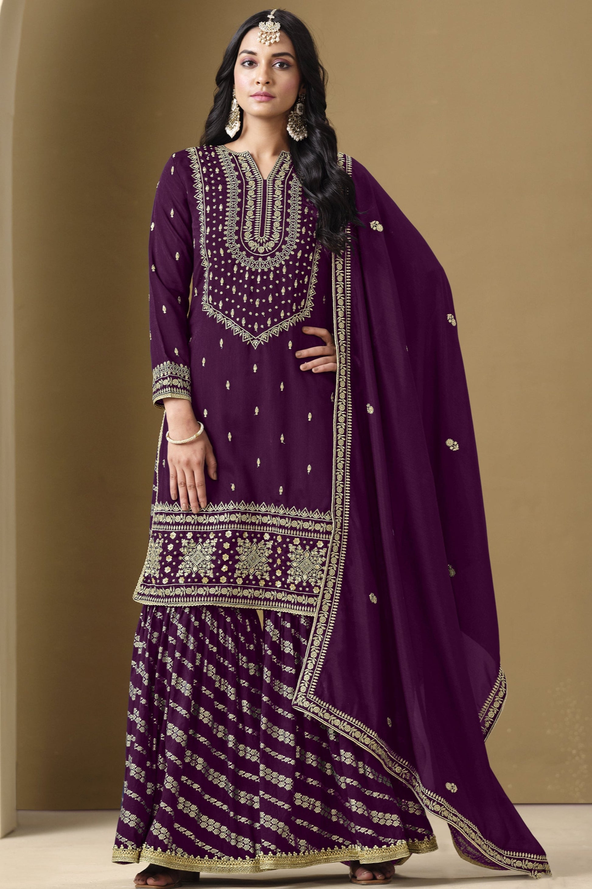 Purple salwar kameez looks royal and elegant. From light to dark purple. 