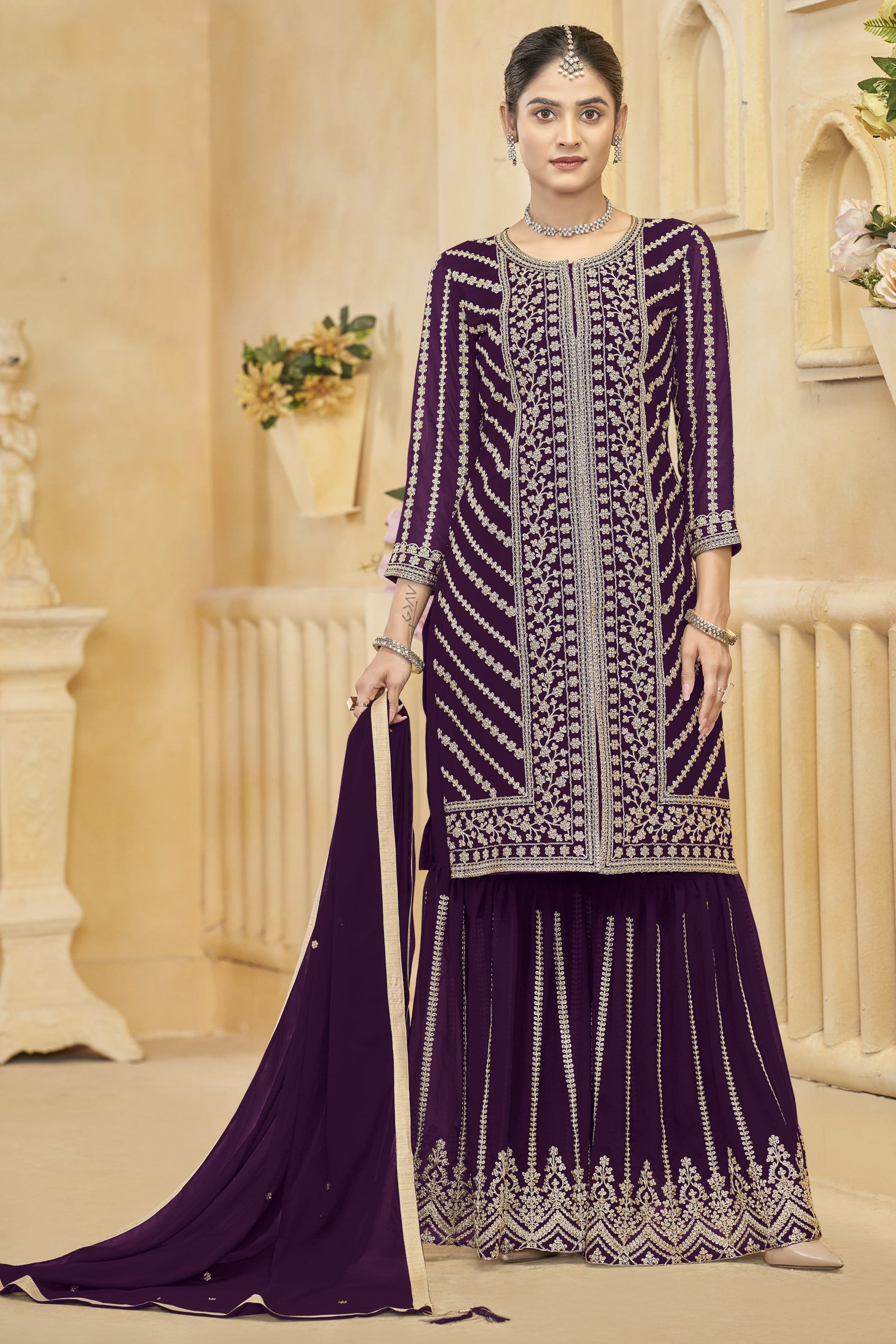 Purple salwar kameez looks royal and elegant. From light to dark purple. 