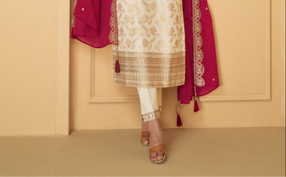Beige and nude salwar kameez are soft and modern. They match well with bold jewelry. 