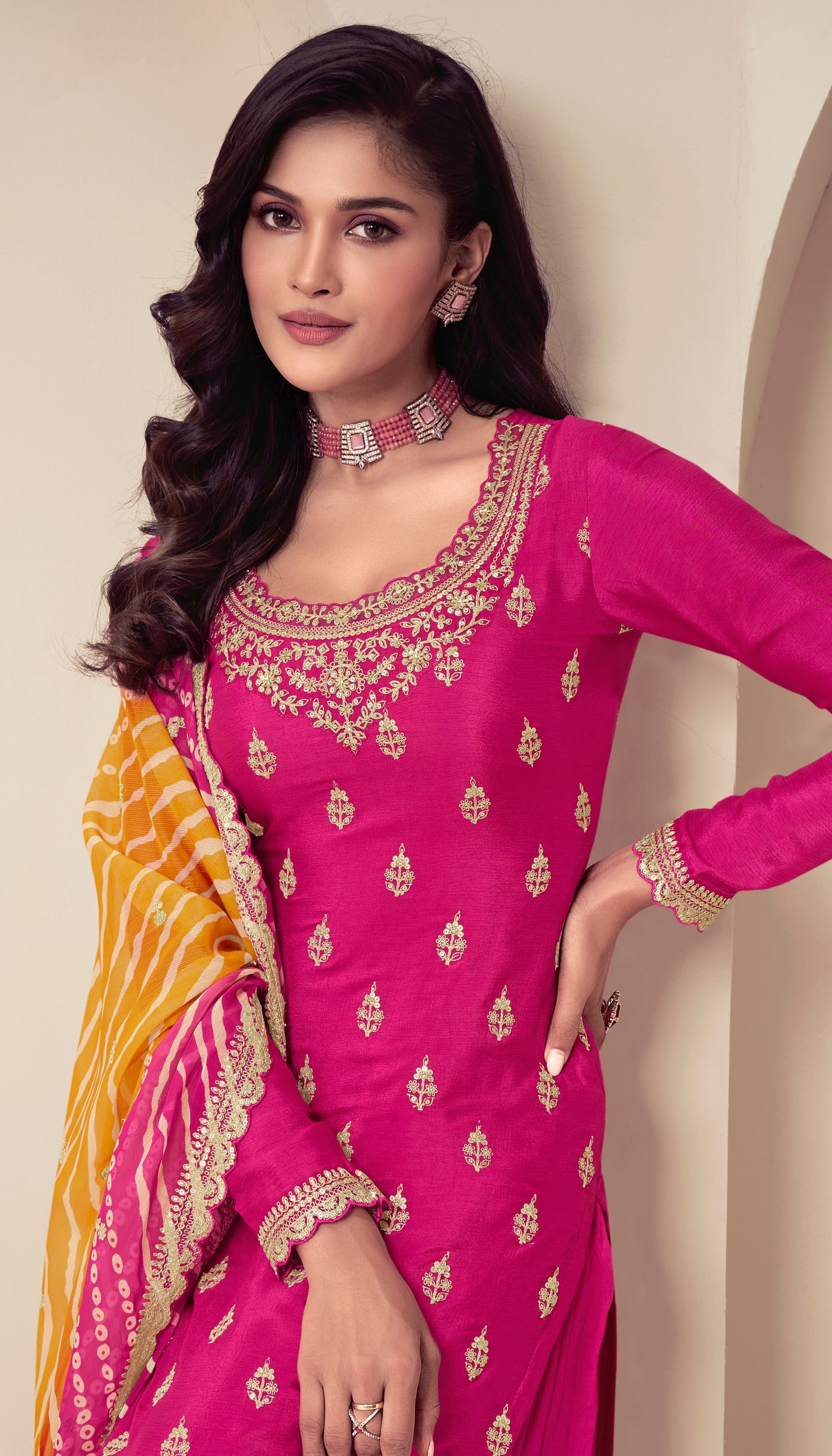 Designer Pink Shalwar Kameez Palazzo Set For Indian Weddings