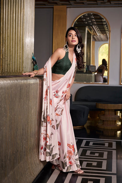 Pink Saree reflects softness and charm – perfect for graceful day functions. 