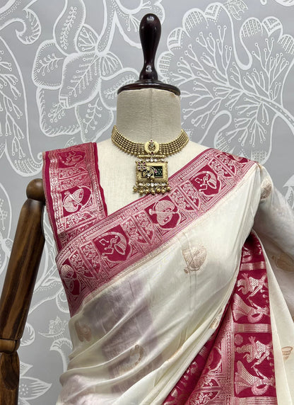 Off White Saree stands for purity and class – ideal for serene and sacred events.