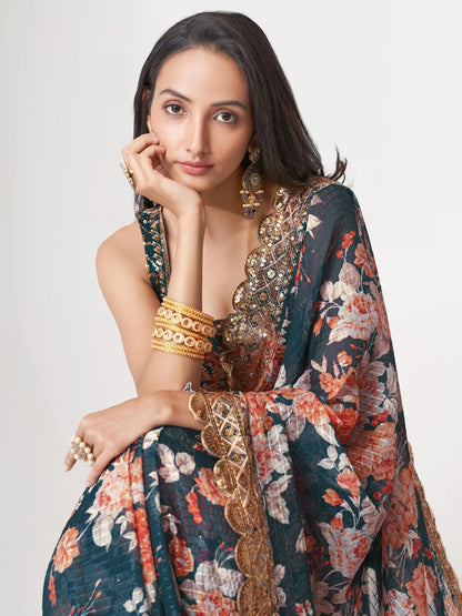 Blue Saree offers calm elegance – a versatile pick for every occasion. 