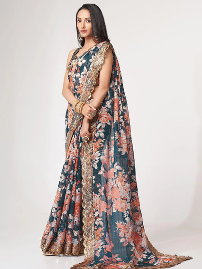 Blue Saree offers calm elegance – a versatile pick for every occasion. 