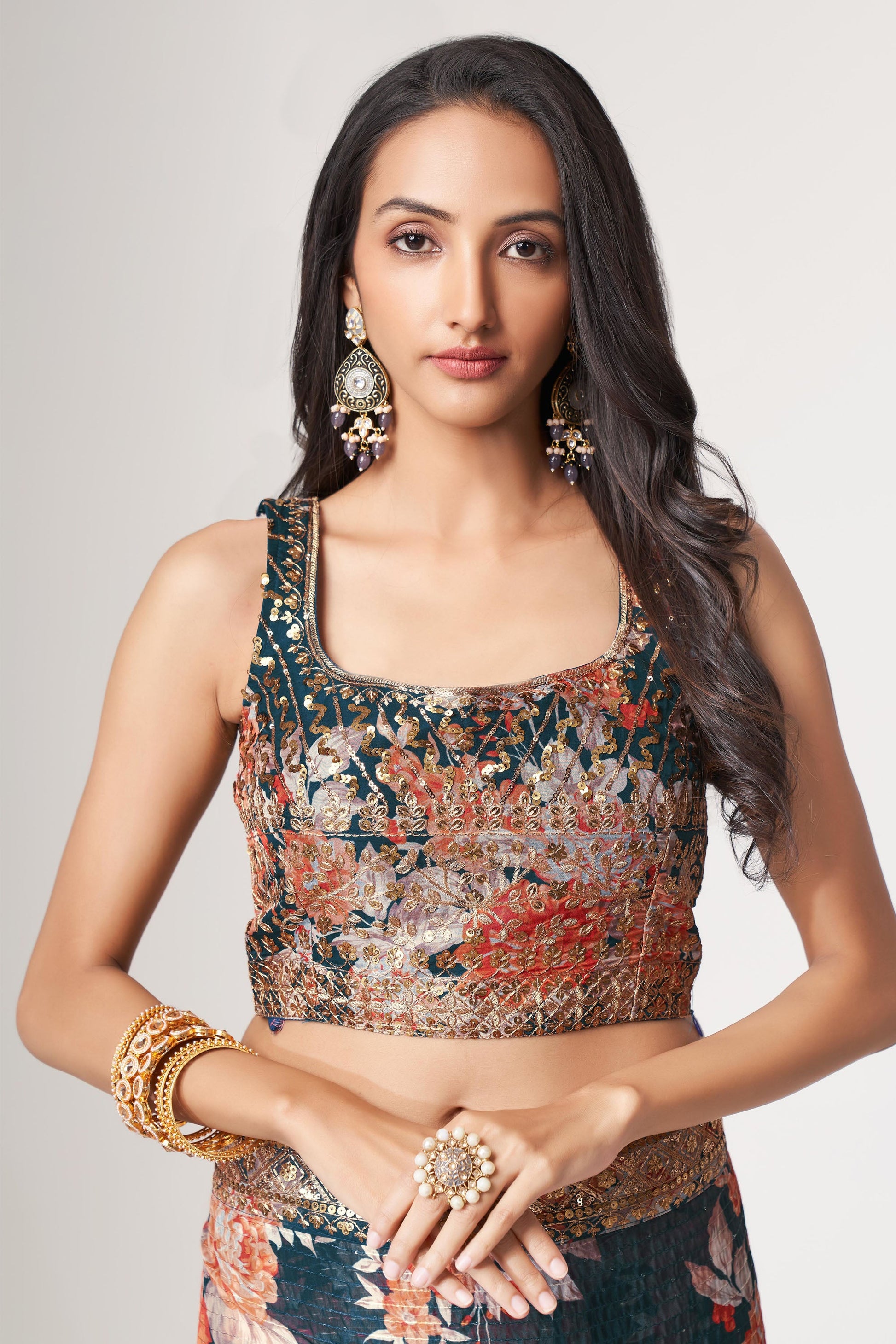 Blue Saree offers calm elegance – a versatile pick for every occasion. 