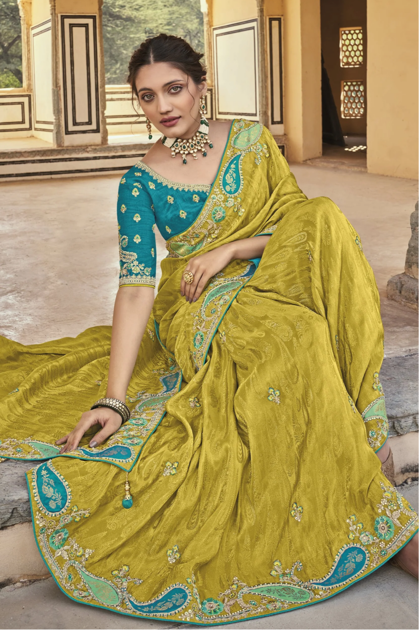 Yellow Saree brings sunshine and joy – ideal for Haldi, Eid, or summer events. 