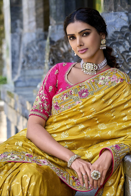 Yellow Saree brings sunshine and joy – ideal for Haldi, Eid, or summer events. 