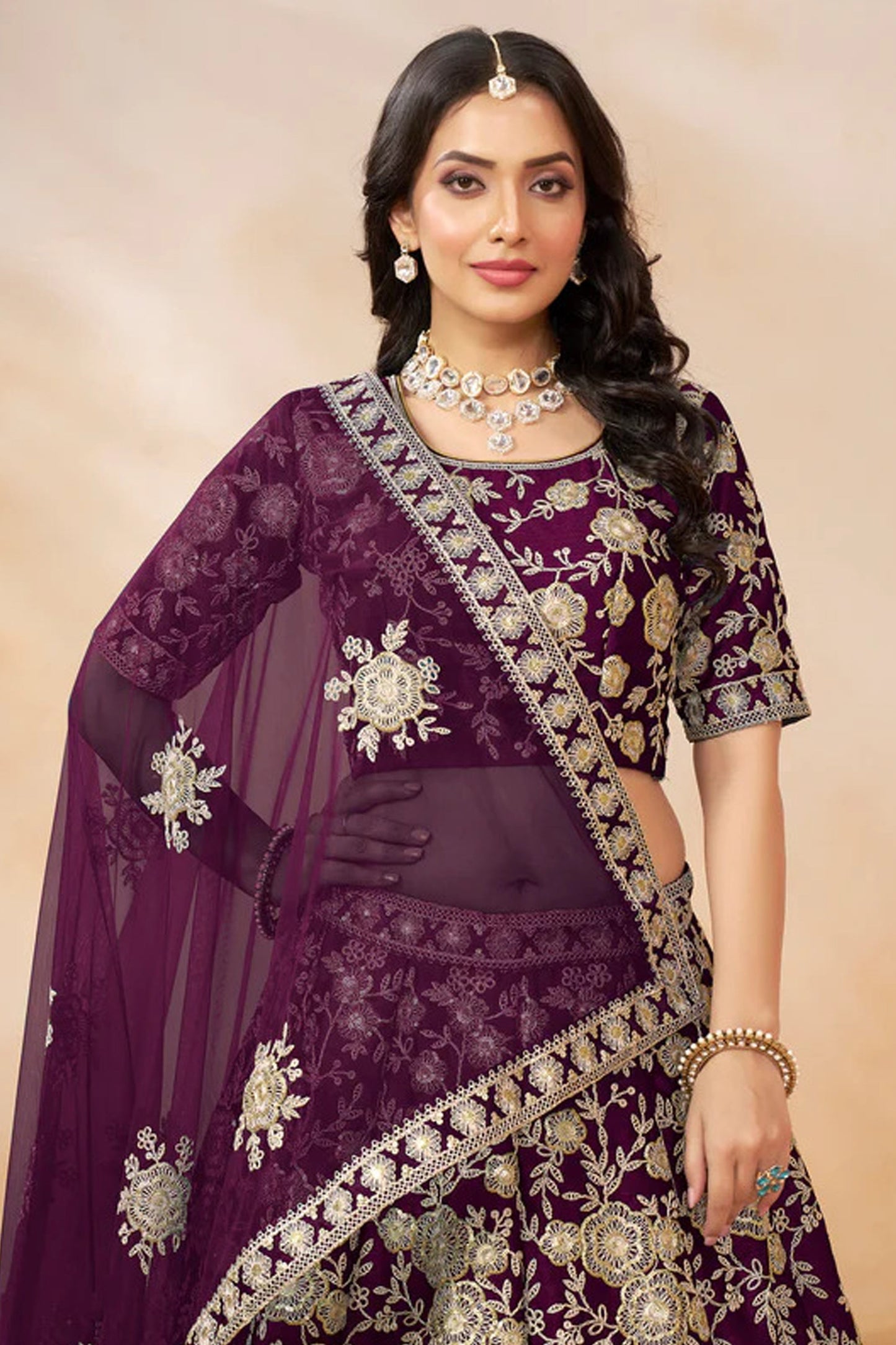 "Celebrate traditions in the USA with our lehengas." 