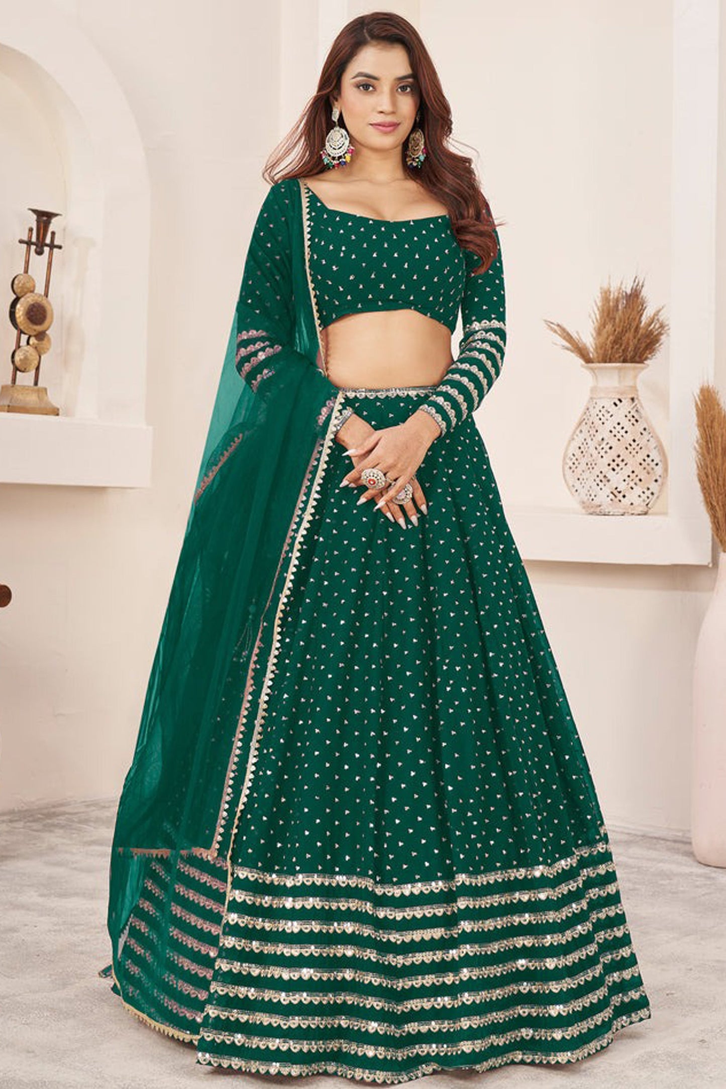 "Lehengas designed for Indian culture in the USA." 