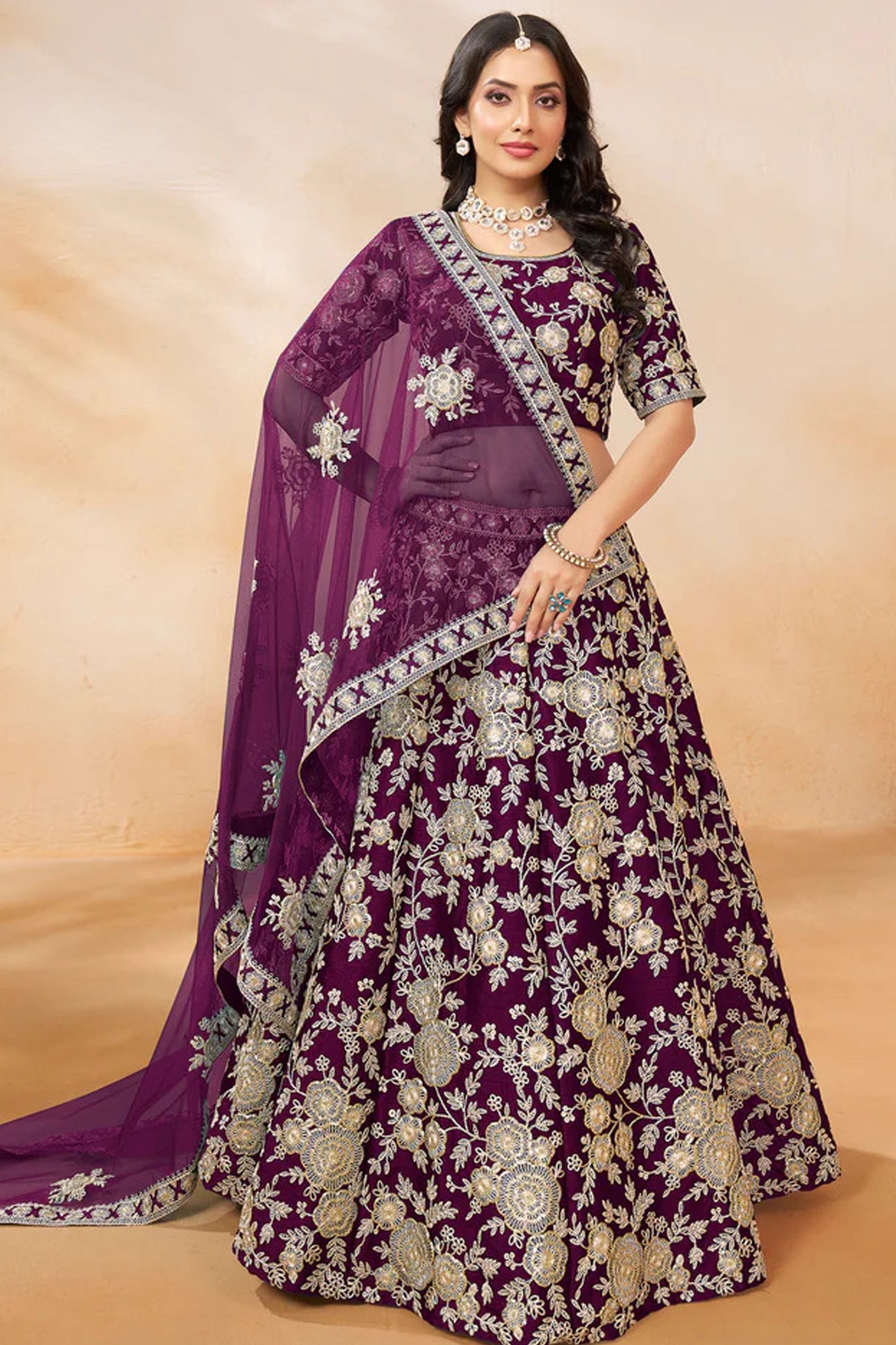 "Celebrate traditions in the USA with our lehengas." 