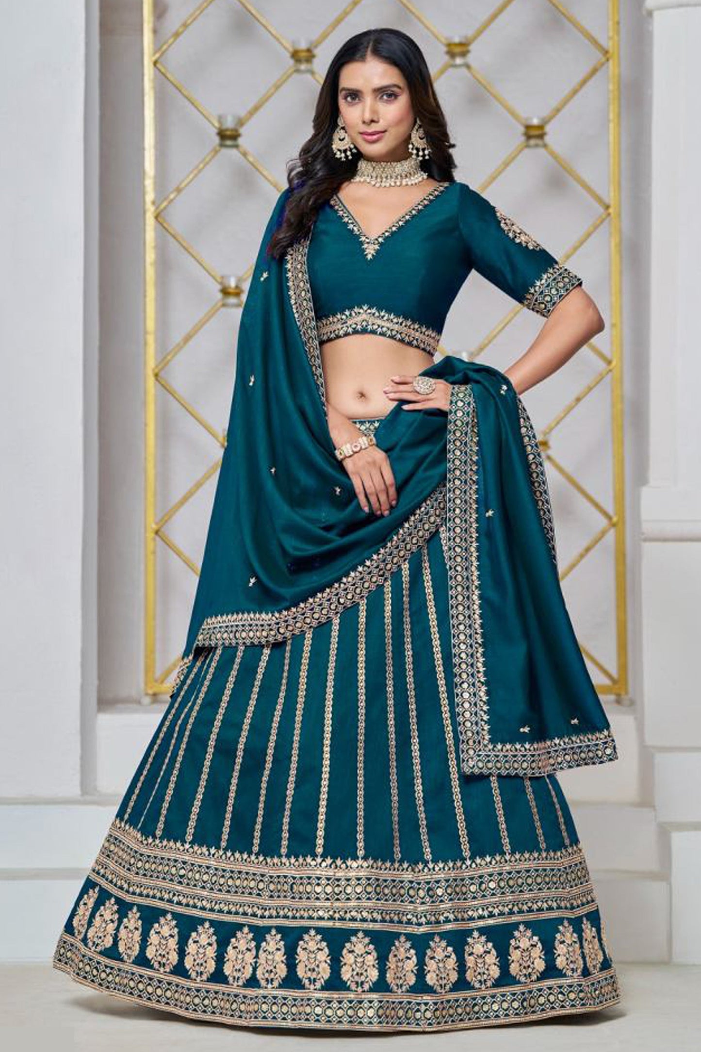 Lehenga outfits for Indian cultural events in the USA." 