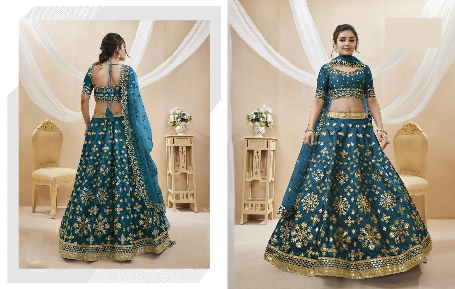 "Diwali party lehengas in the U.S." 