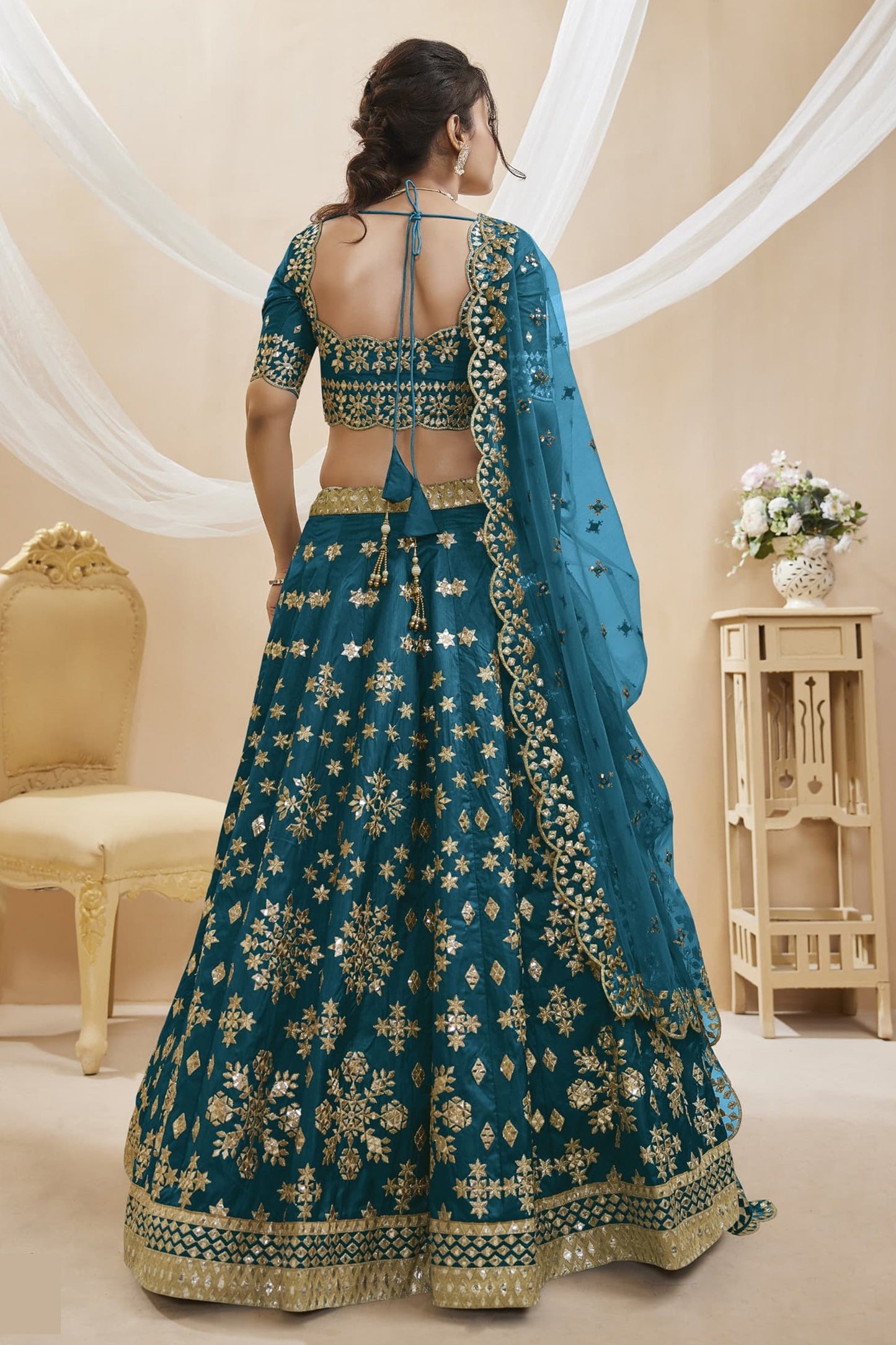 "Diwali party lehengas in the U.S." 