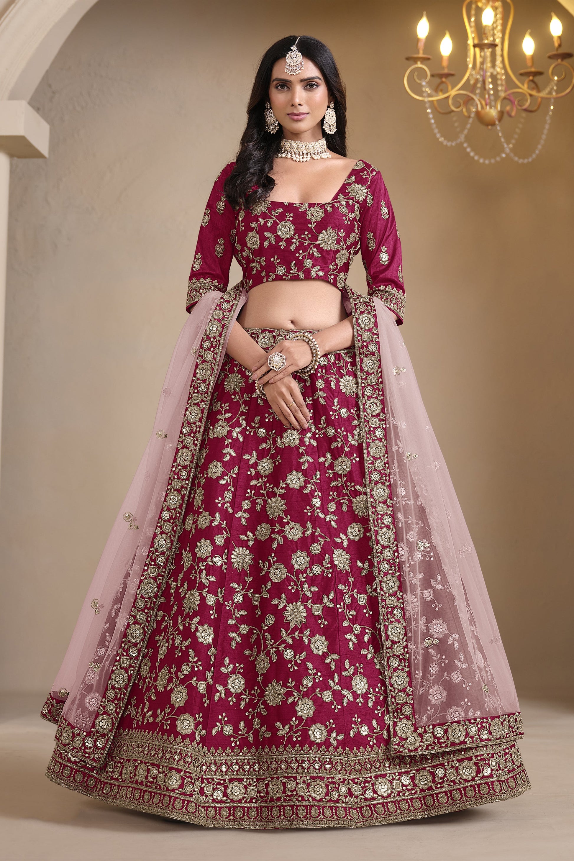 "Elegant lehengas for U.S.-based Indian celebrations." 