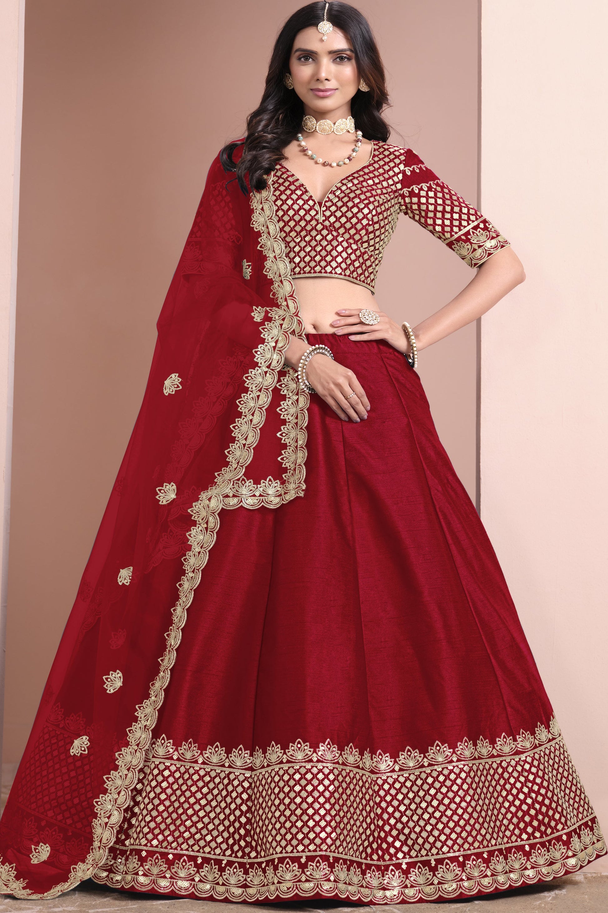 "Lehengas made for Indian functions across the USA." 