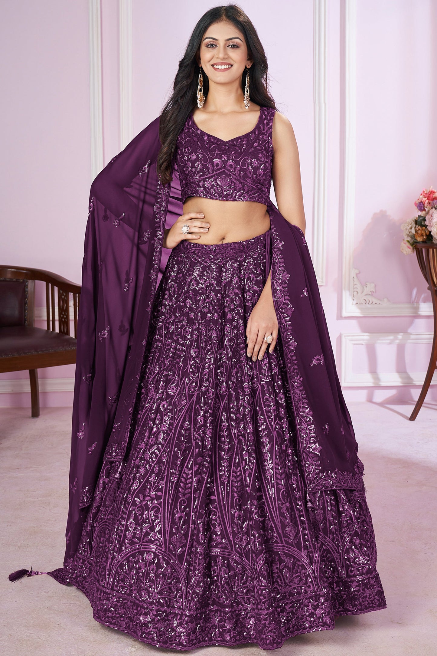 "Gorgeous lehengas for Indian events in the U.S." 