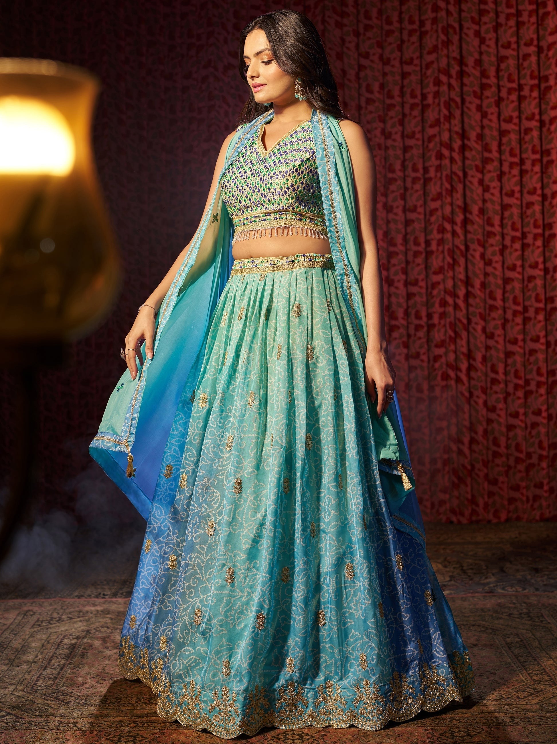 "Traditional lehengas for modern Indian Americans."