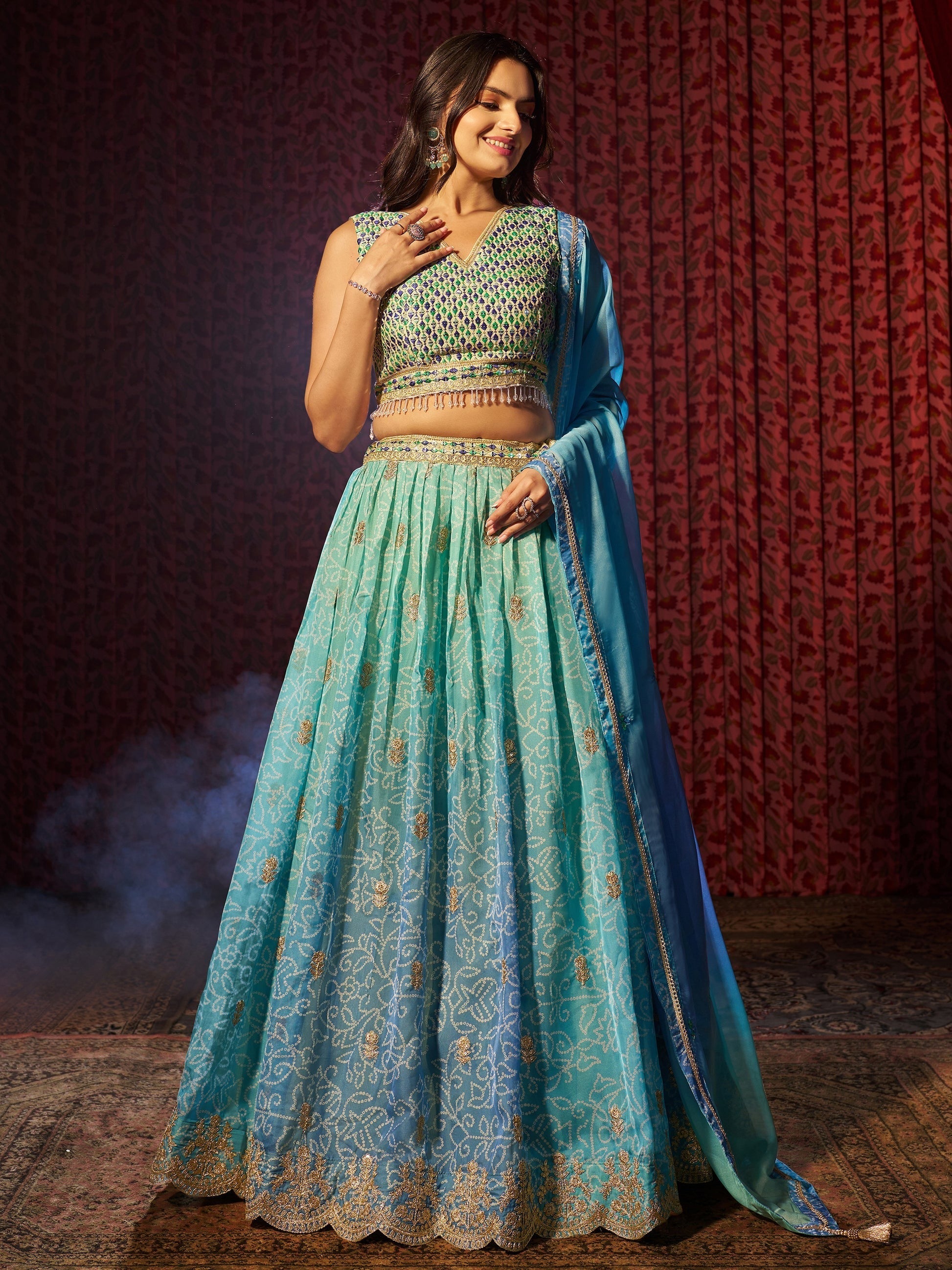 "Traditional lehengas for modern Indian Americans."