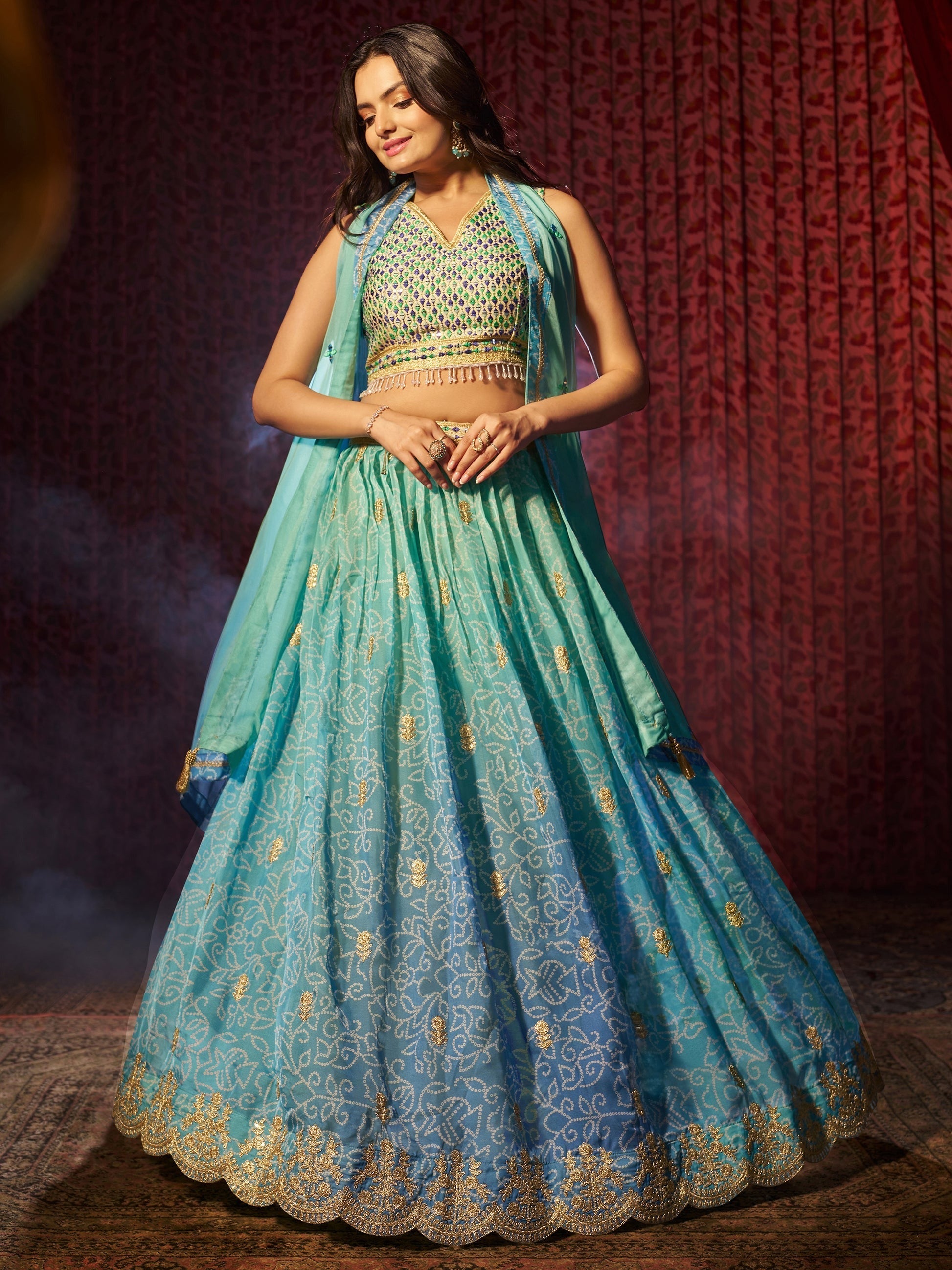 "Traditional lehengas for modern Indian Americans."