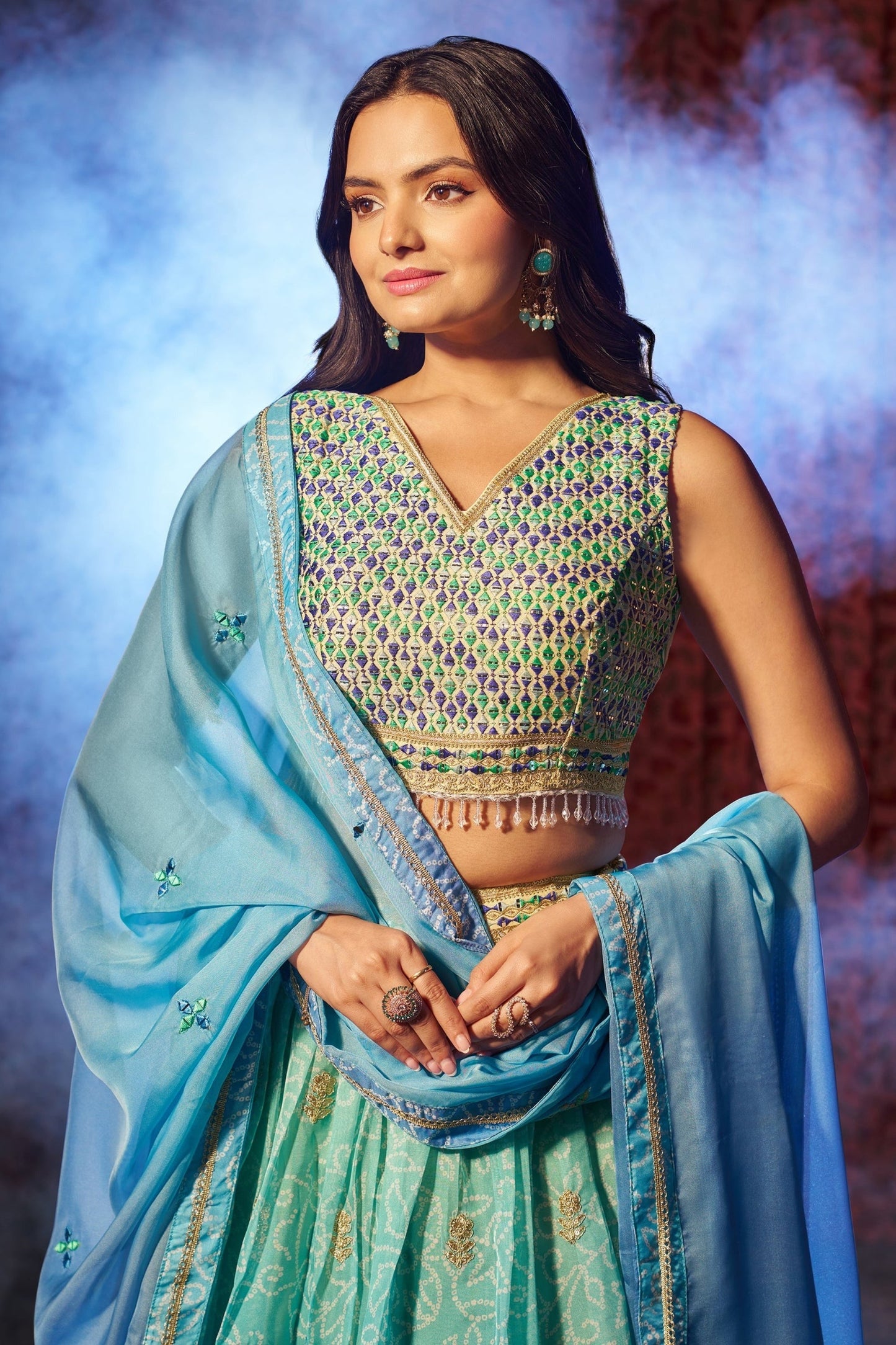 "Traditional lehengas for modern Indian Americans."