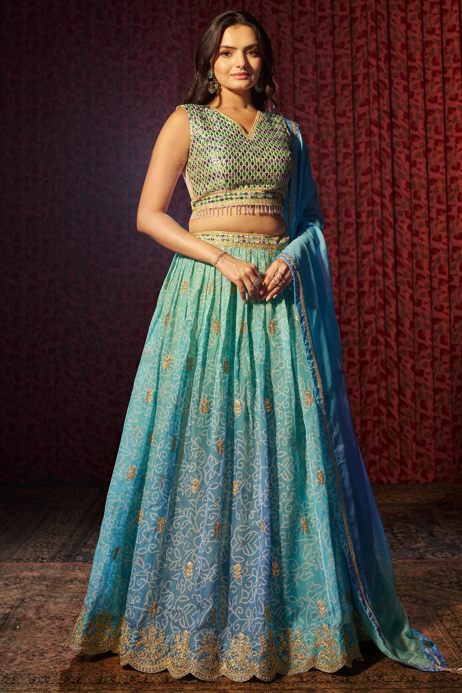 "Traditional lehengas for modern Indian Americans."