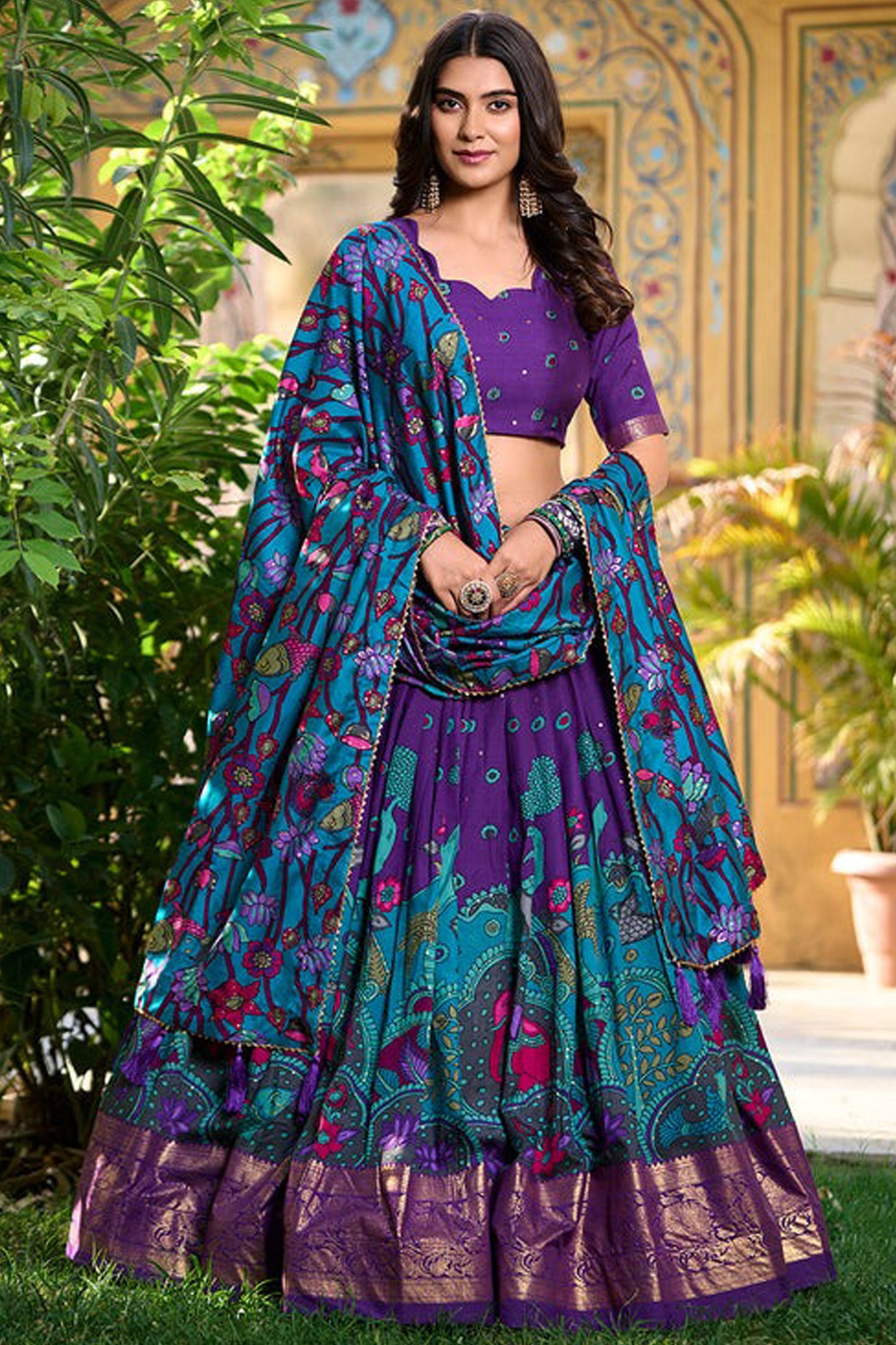 "Stylish lehengas for U.S.-based Indian functions." 