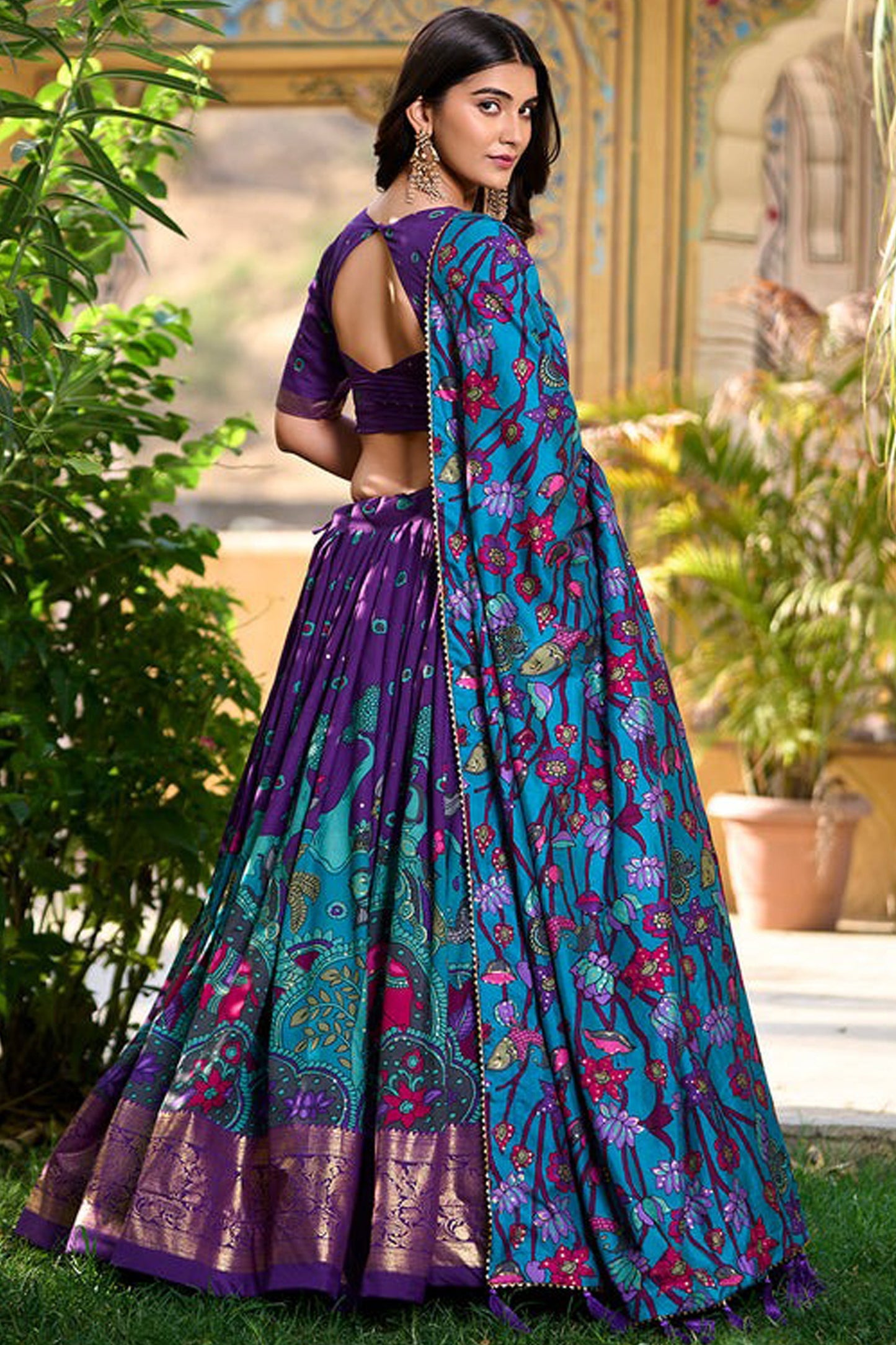 "Stylish lehengas for U.S.-based Indian functions." 