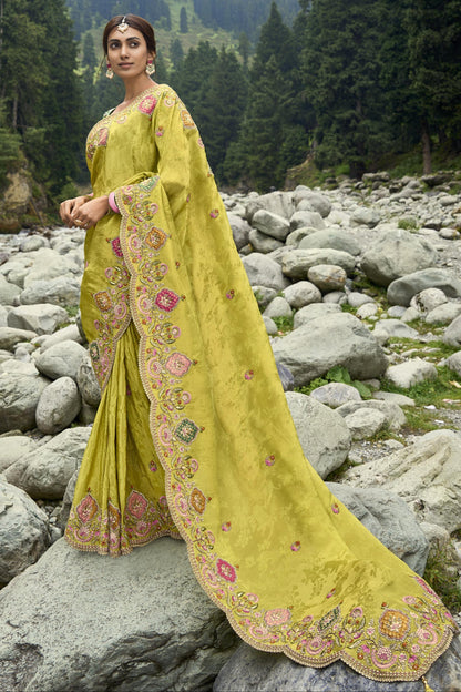 Yellow Saree brings sunshine and joy – ideal for Haldi, Eid, or summer events. 