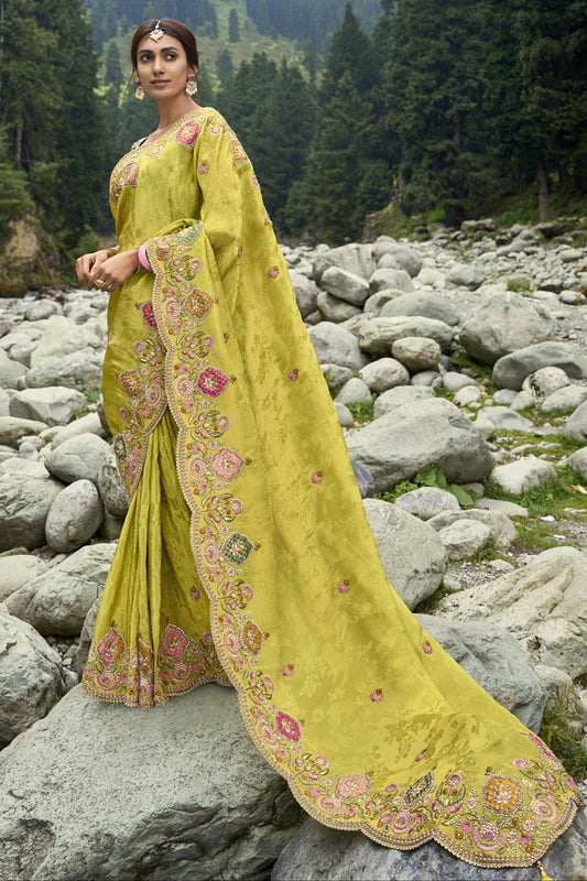 Yellow Saree brings sunshine and joy – ideal for Haldi, Eid, or summer events. 