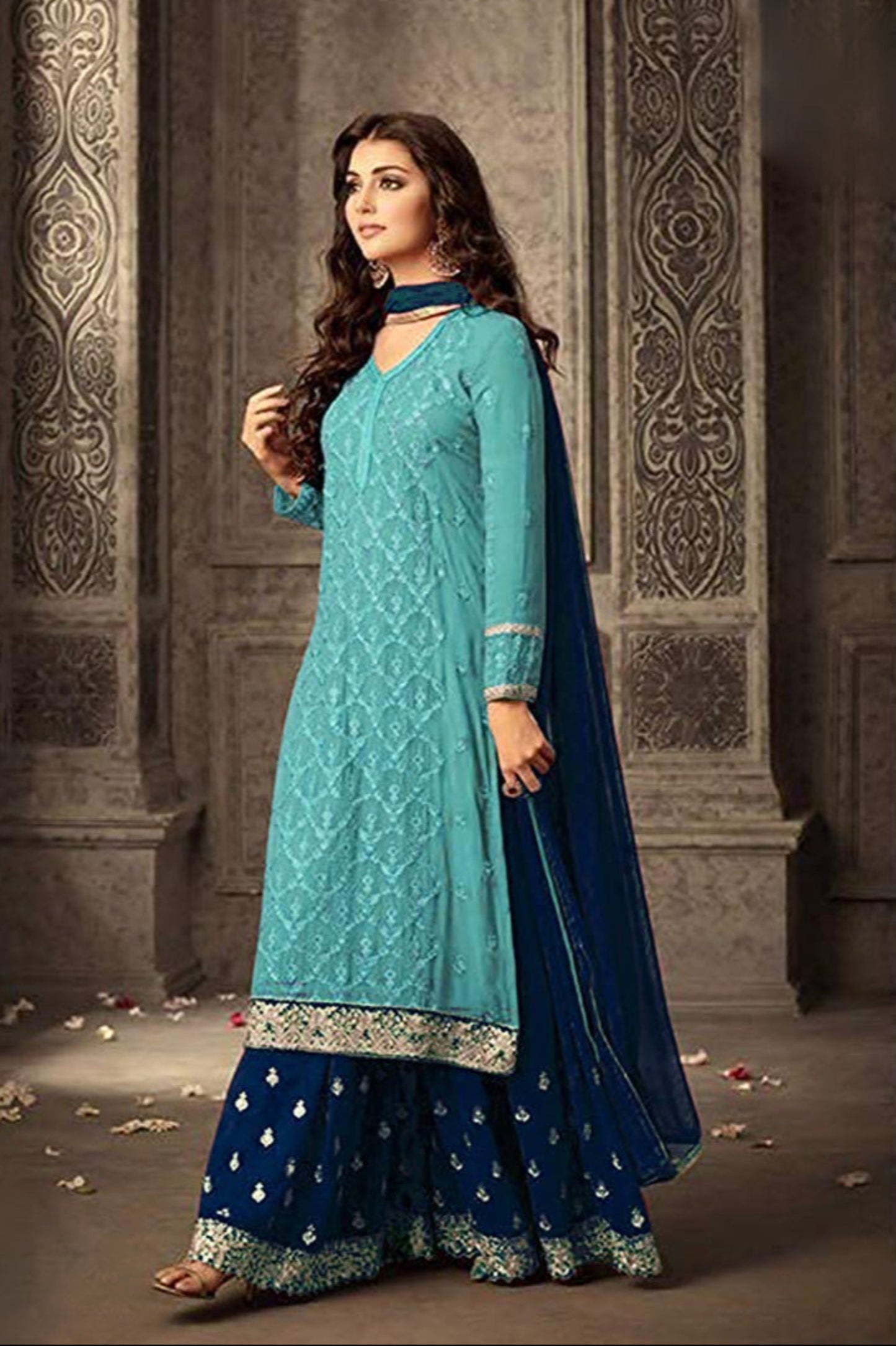 Women's Stitched Ready To Wear Palazzo Suit 