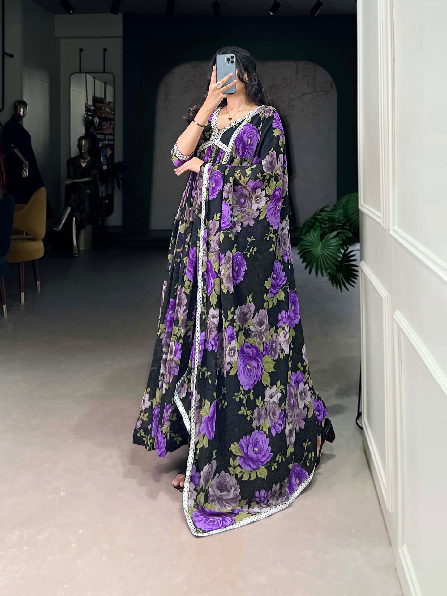 Women's Stylish Wedding Party Wear Anarkali Dupatta Suit