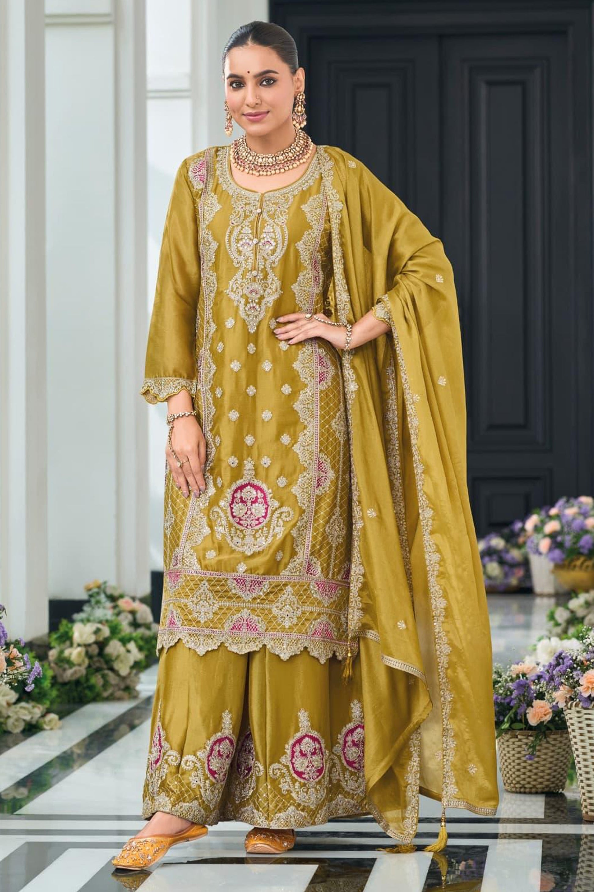 Wedding guest Anarkali outfit embroidered USA 