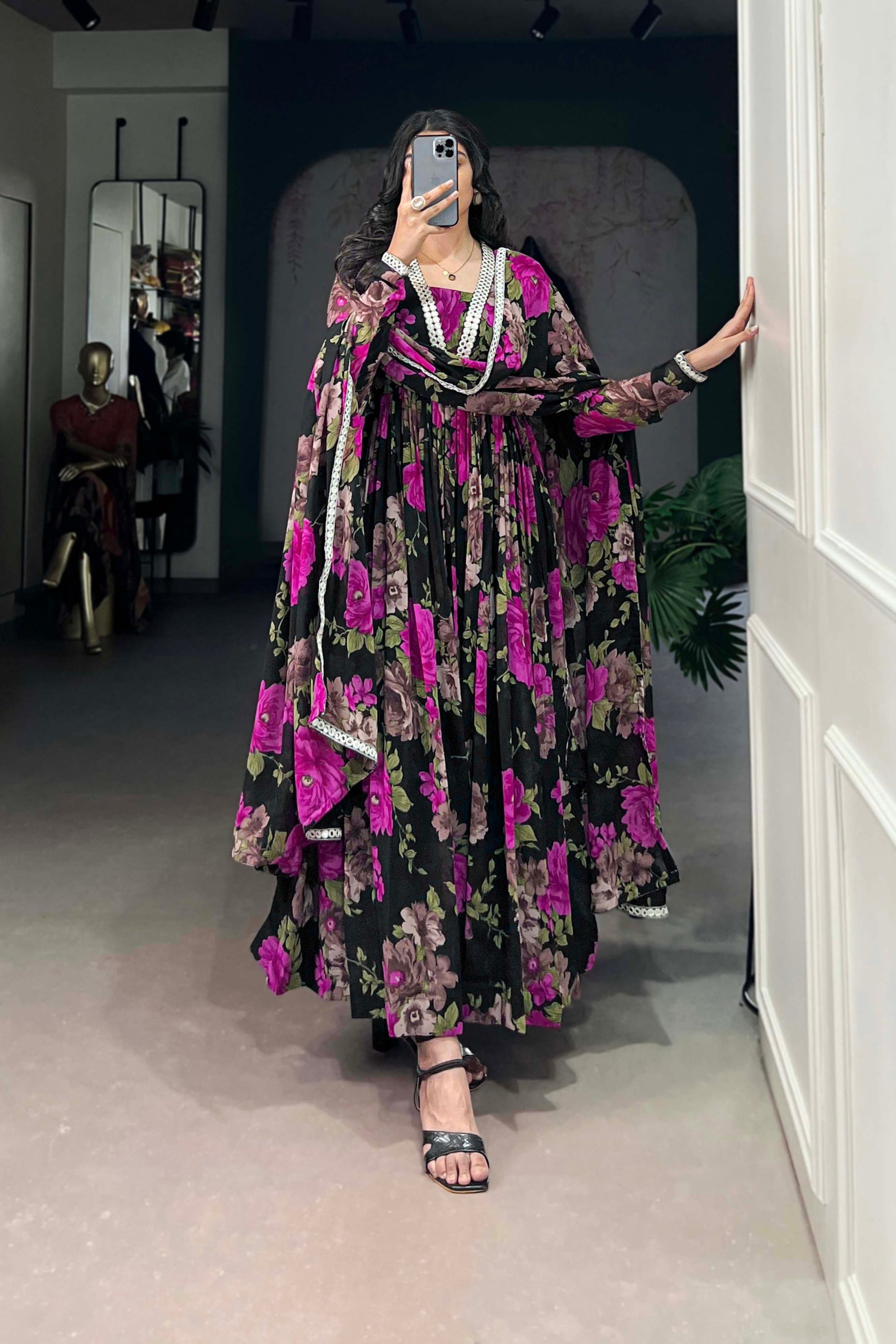 Wedding Designer Purple Anarkali Party Wear Traditional Gown With Dupatta Suit 
