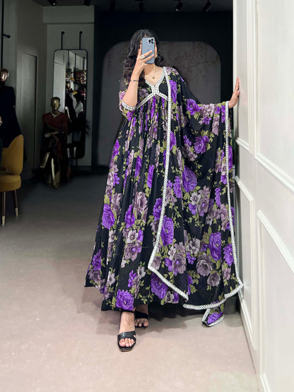 Women's Stylish Wedding Party Wear Anarkali Dupatta Suit