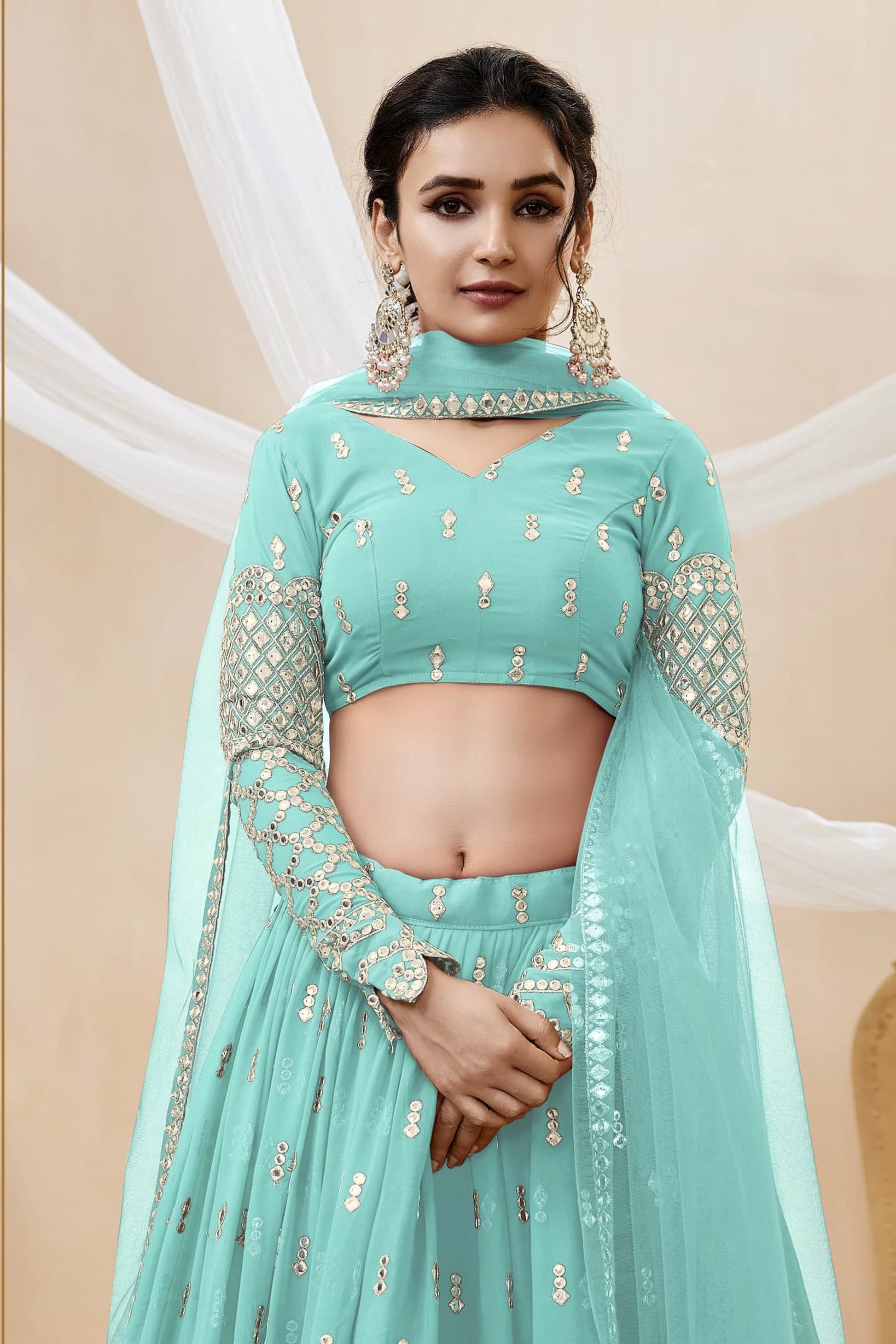 "Lehengas designed for Indian culture in the USA." 