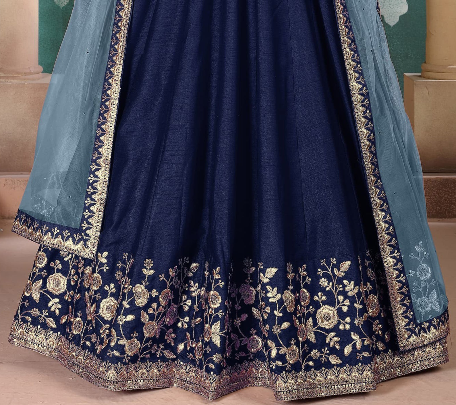 Party Wear Long Anarkali Dress for Women with Long Net Sleeve.