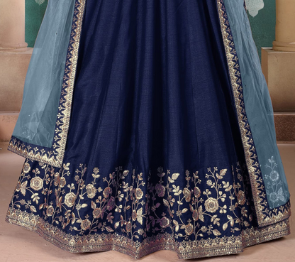 Party Wear Long Anarkali Dress for Women with Long Net Sleeve.