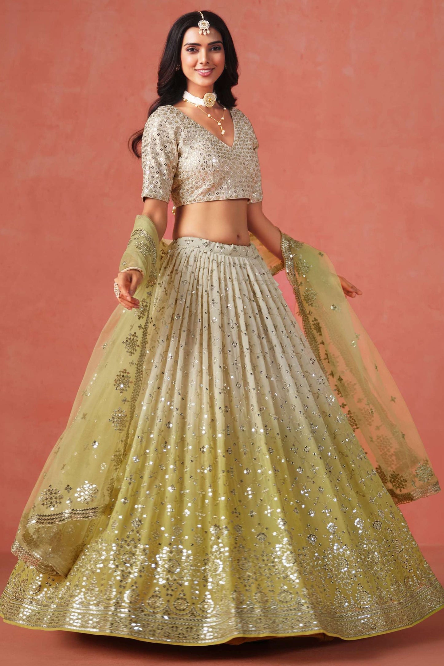 Designer Georgette Lehenga Choli For Indian Ethnic Wear With Net Dupatta